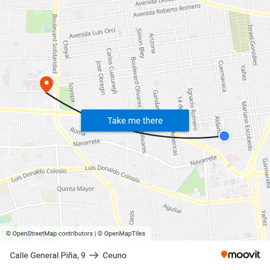 Calle General Piña, 9 to Ceuno map
