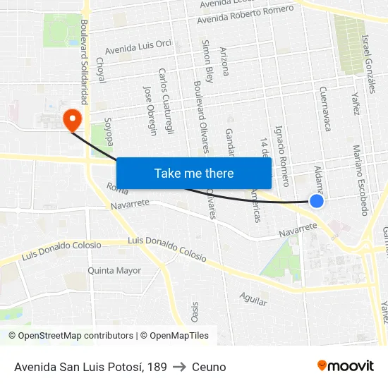 Avenida San Luis Potosí, 189 to Ceuno map