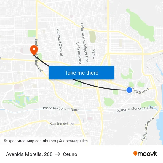 Avenida Morelia, 268 to Ceuno map