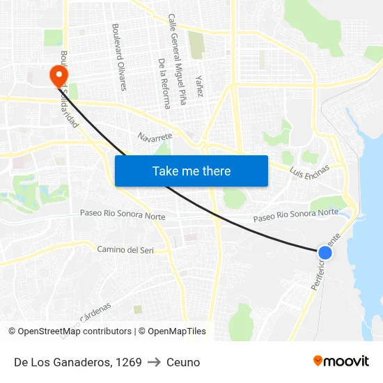 De Los Ganaderos, 1269 to Ceuno map