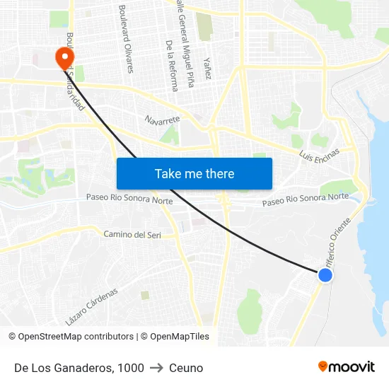 De Los Ganaderos, 1000 to Ceuno map