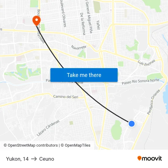 Yukon, 14 to Ceuno map