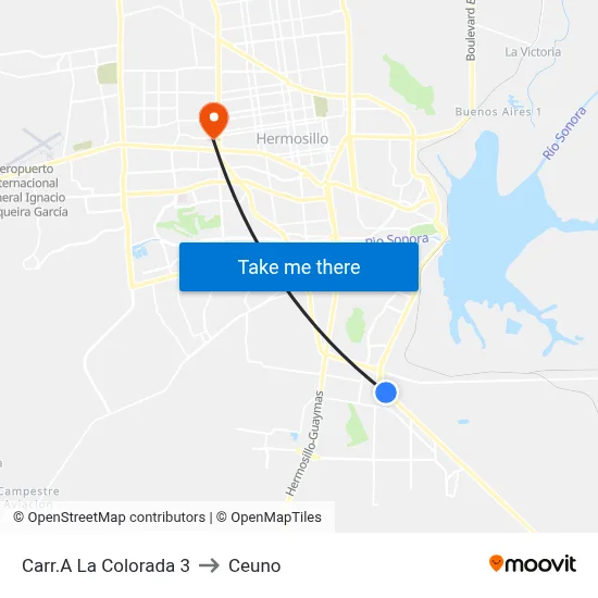 Carr.A La Colorada 3 to Ceuno map