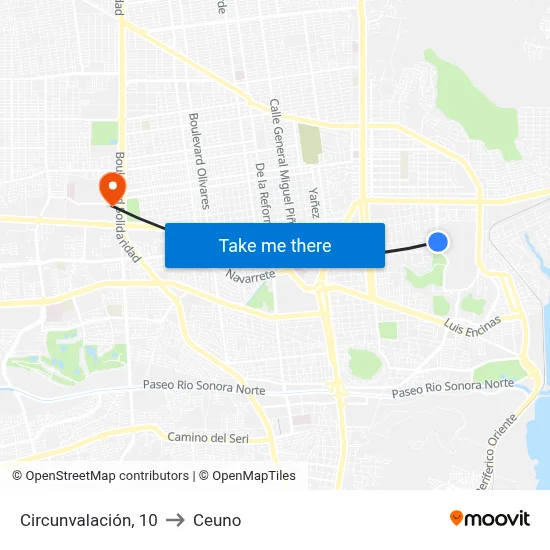 Circunvalación, 10 to Ceuno map