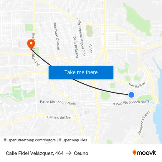 Calle Fidel Velázquez, 464 to Ceuno map