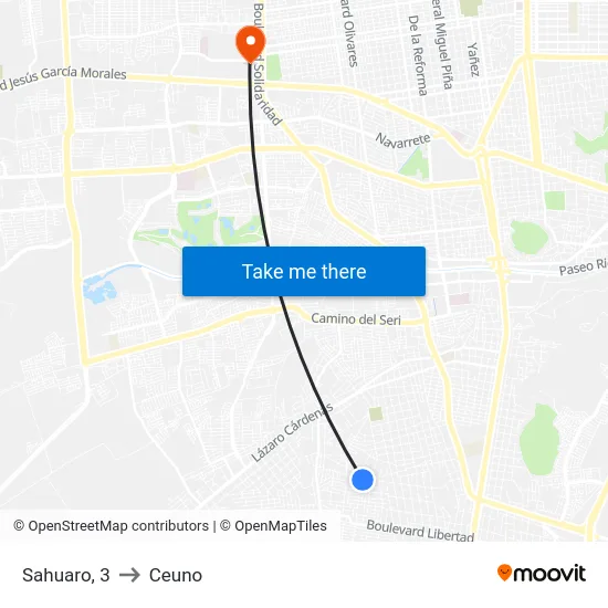 Sahuaro, 3 to Ceuno map
