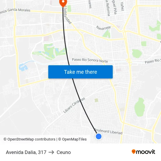 Avenida Dalia, 317 to Ceuno map