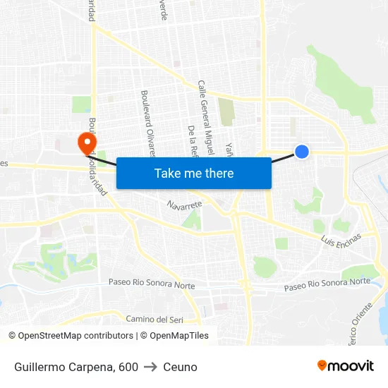 Guillermo Carpena, 600 to Ceuno map