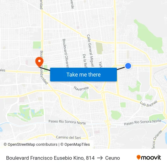 Boulevard Francisco Eusebio Kino, 814 to Ceuno map