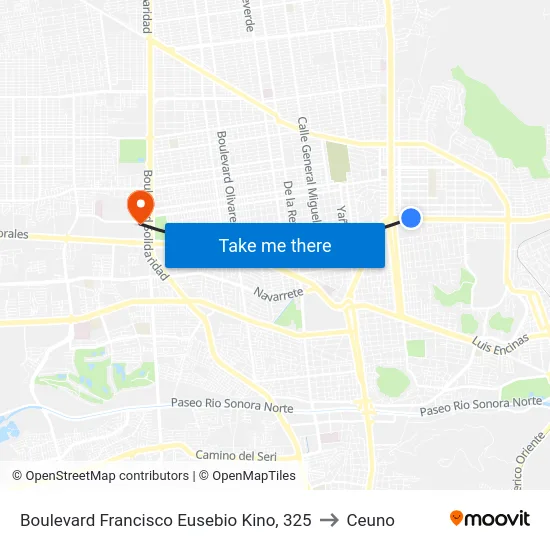 Boulevard Francisco Eusebio Kino, 325 to Ceuno map