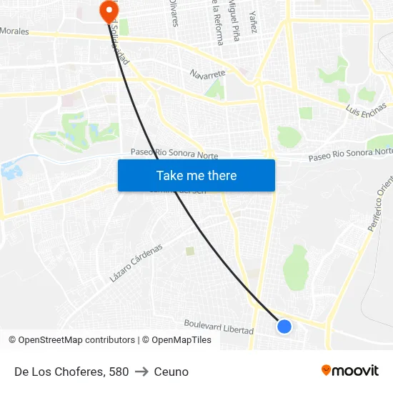 De Los Choferes, 580 to Ceuno map