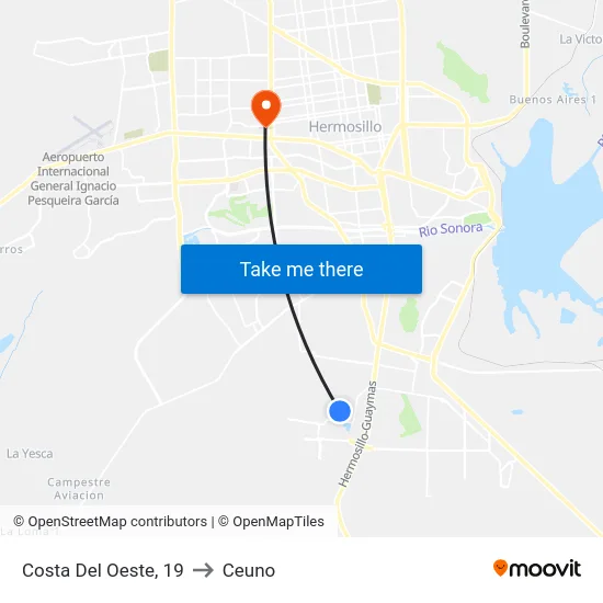 Costa Del Oeste, 19 to Ceuno map