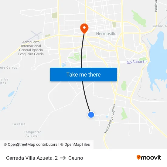 Cerrada Villa Azueta, 2 to Ceuno map