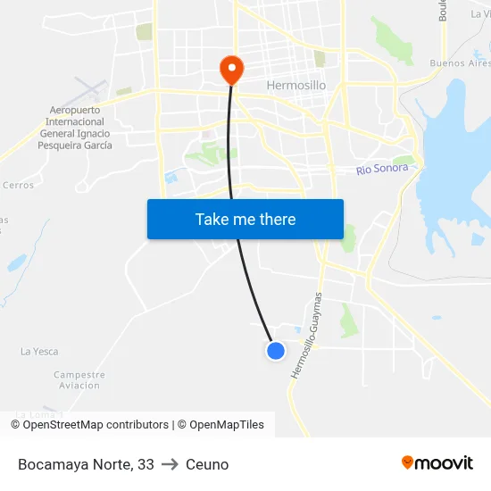 Bocamaya Norte, 33 to Ceuno map