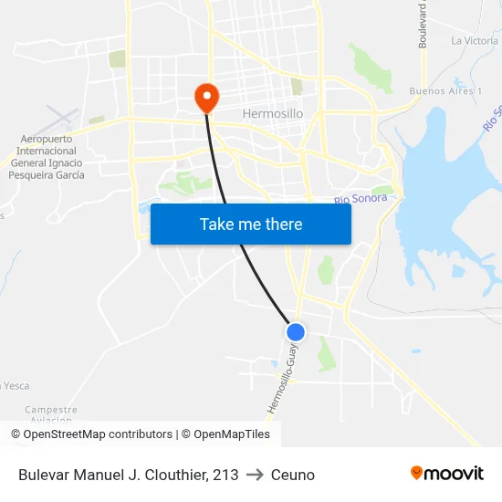 Bulevar Manuel J. Clouthier, 213 to Ceuno map