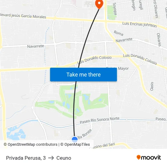 Privada Perusa, 3 to Ceuno map