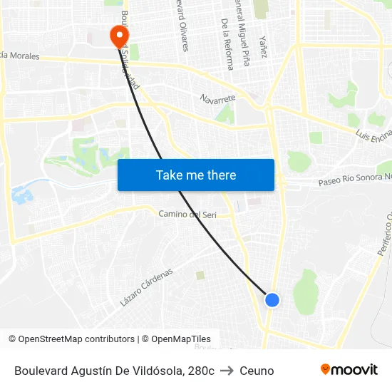 Boulevard Agustín De Vildósola, 280c to Ceuno map
