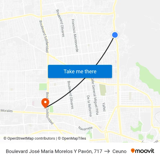 Boulevard José María Morelos Y Pavón, 717 to Ceuno map