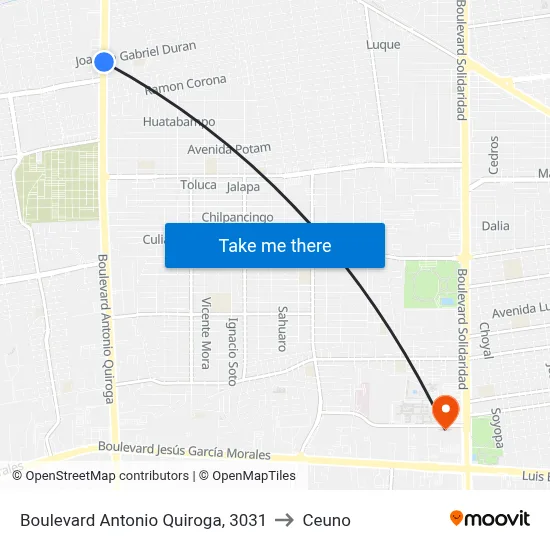 Boulevard Antonio Quiroga, 3031 to Ceuno map