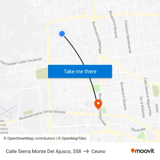 Calle Sierra Monte Del Ajusco, 358 to Ceuno map