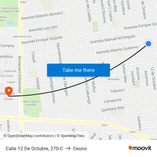 Calle 12 De Octubre, 270-C to Ceuno map