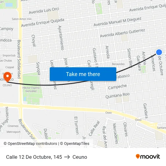 Calle 12 De Octubre, 145 to Ceuno map