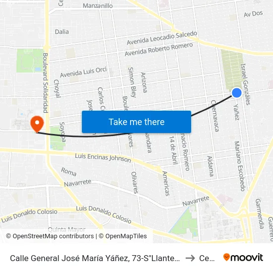 Calle General José María Yáñez, 73-S"Llantera Bringas" to Ceuno map
