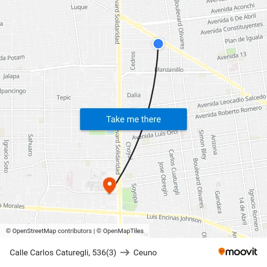 Calle Carlos Caturegli, 536(3) to Ceuno map