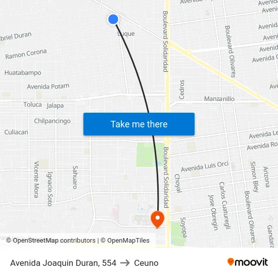 Avenida Joaquin Duran, 554 to Ceuno map