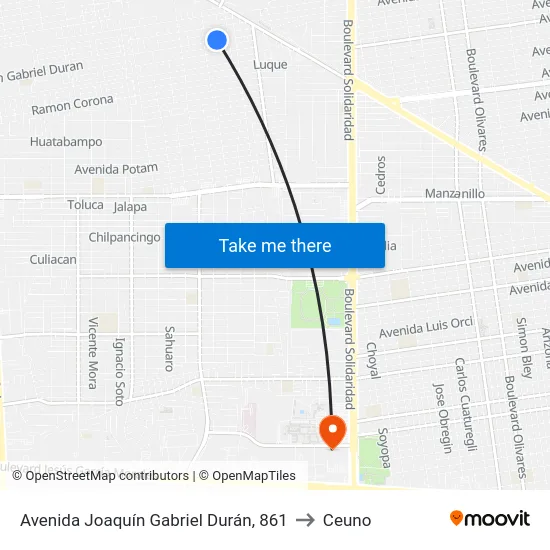 Avenida Joaquín Gabriel Durán, 861 to Ceuno map