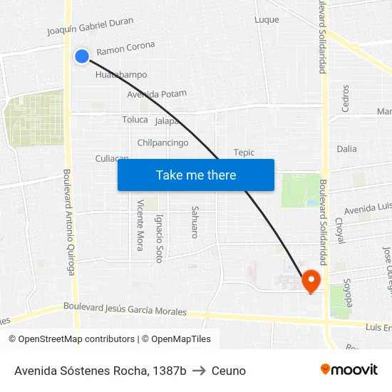 Avenida Sóstenes Rocha, 1387b to Ceuno map