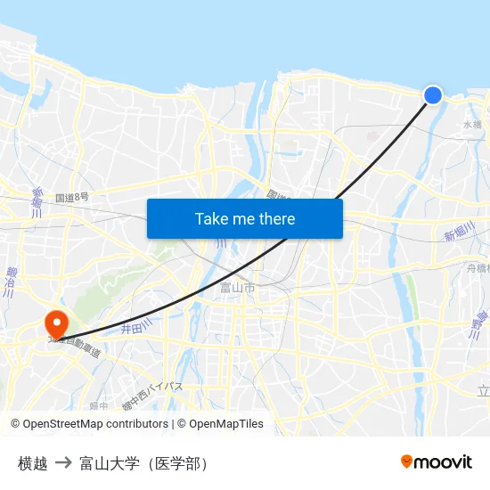 横越 to 富山大学（医学部） map