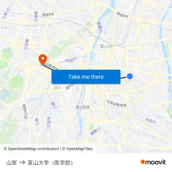 山室 to 富山大学（医学部） map