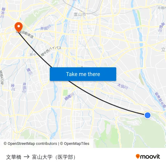 文華橋 to 富山大学（医学部） map