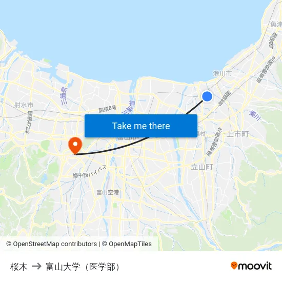 桜木 to 富山大学（医学部） map