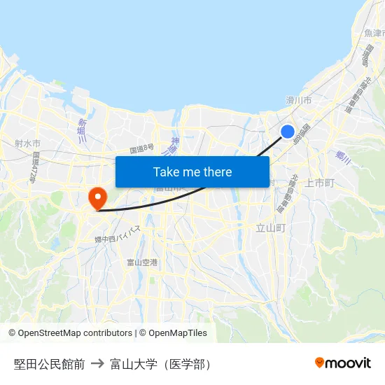 堅田公民館前 to 富山大学（医学部） map