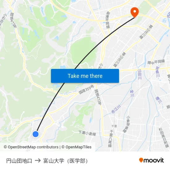 円山団地口 to 富山大学（医学部） map