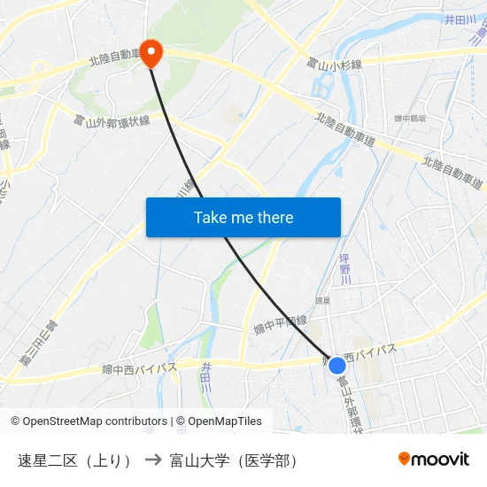 速星二区（上り） to 富山大学（医学部） map