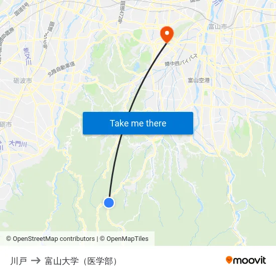 川戸 to 富山大学（医学部） map