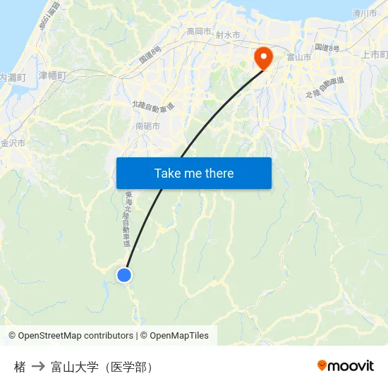 楮 to 富山大学（医学部） map