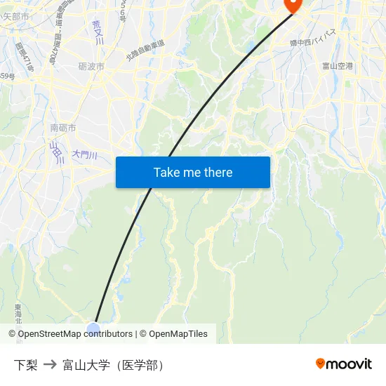下梨 to 富山大学（医学部） map
