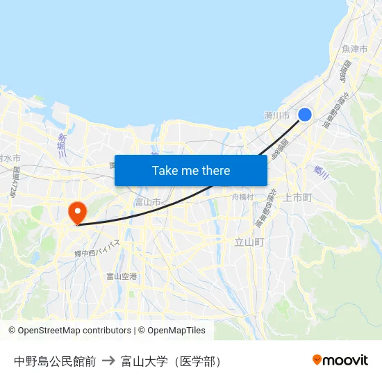 中野島公民館前 to 富山大学（医学部） map