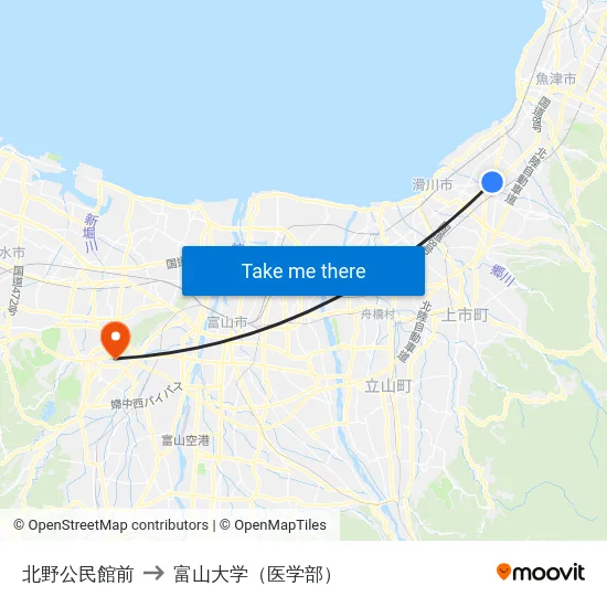 北野公民館前 to 富山大学（医学部） map