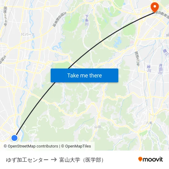 ゆず加工センター to 富山大学（医学部） map