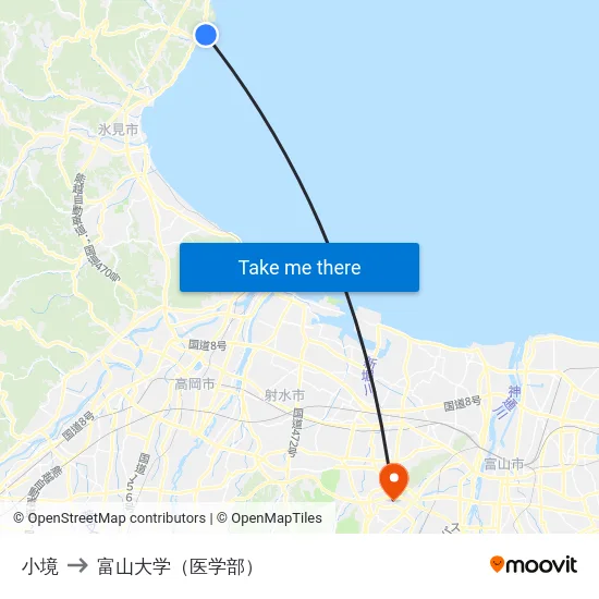 小境 to 富山大学（医学部） map
