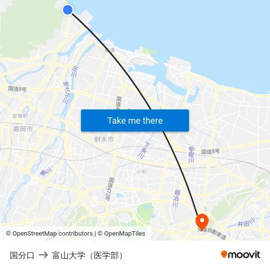 国分口 to 富山大学（医学部） map