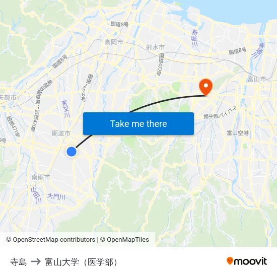 寺島 to 富山大学（医学部） map