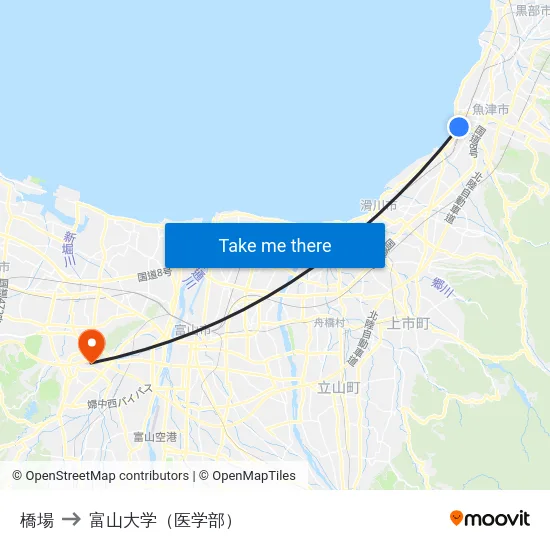 橋場 to 富山大学（医学部） map