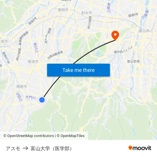 アスモ to 富山大学（医学部） map