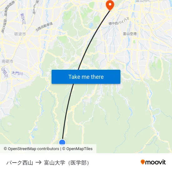 パーク西山 to 富山大学（医学部） map